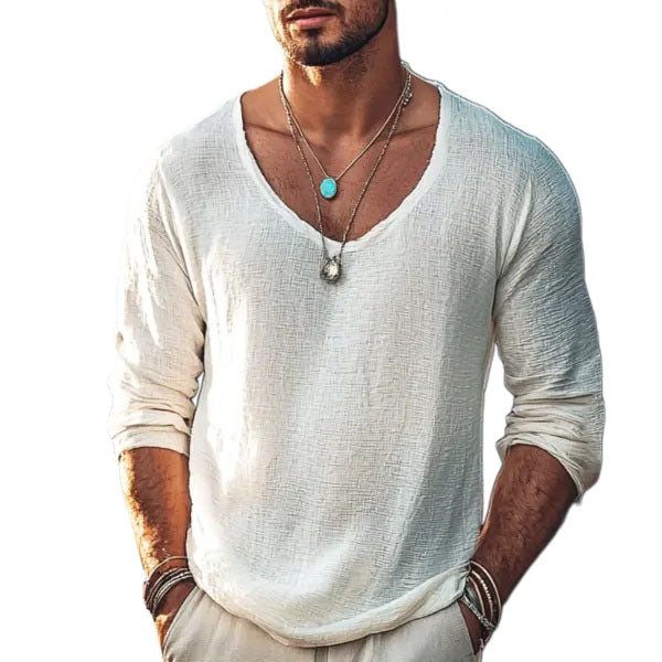 Herren Basic Plain Atmungsaktives Langarm-T-Shirt 