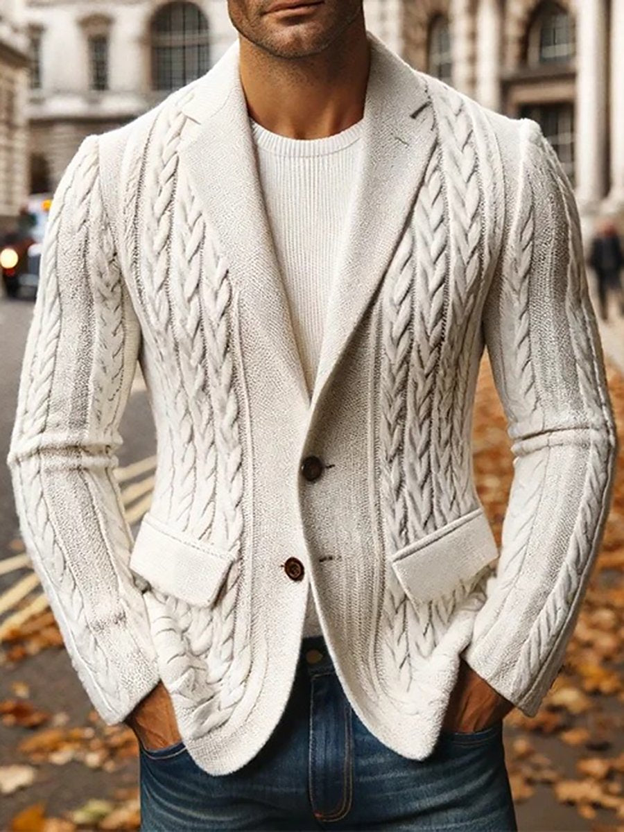Veste tricotée à revers de couleur unie tendance