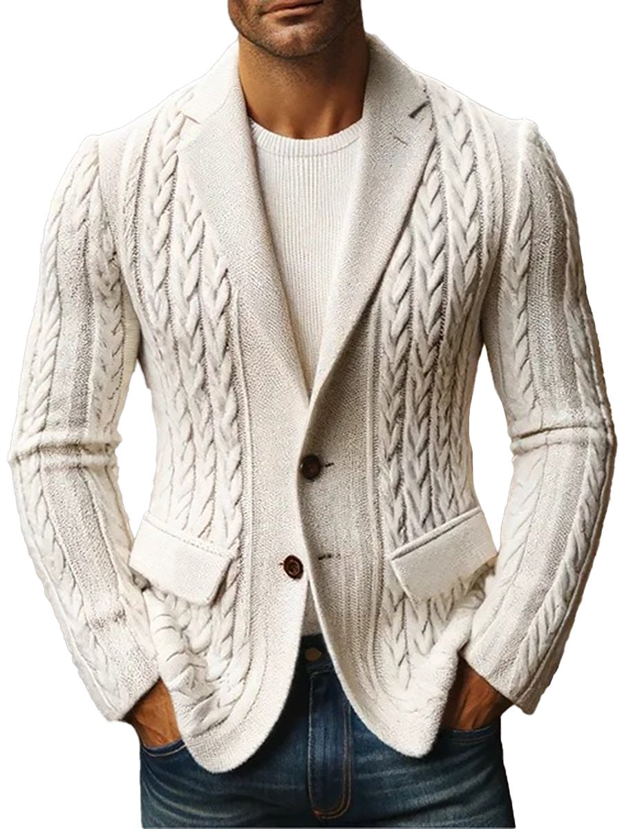 Veste tricotée à revers de couleur unie tendance