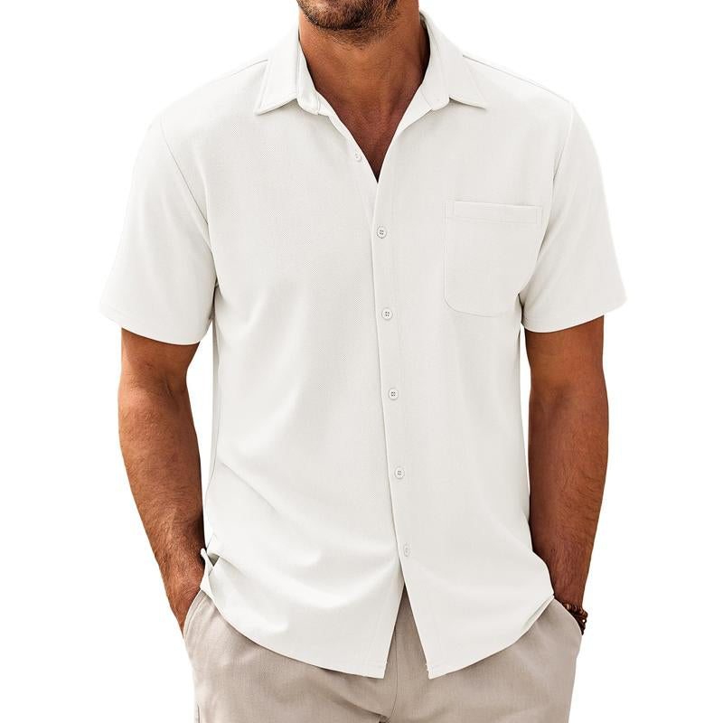 Men's Casual Cotton Blend Short Sleeve Shirt