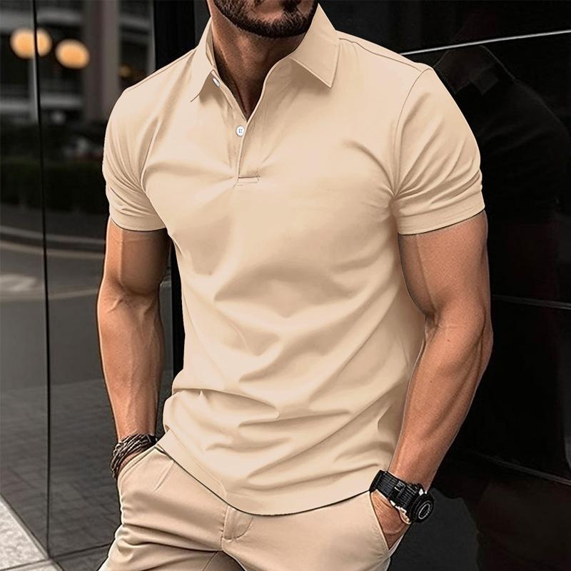 Men's Casual Solid Color Short Sleeved Polo Shirt