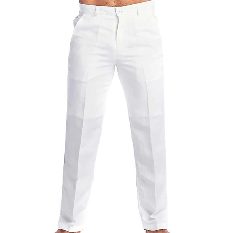 Men's Casual Solid Color Linen Blend Loose Casual Pants