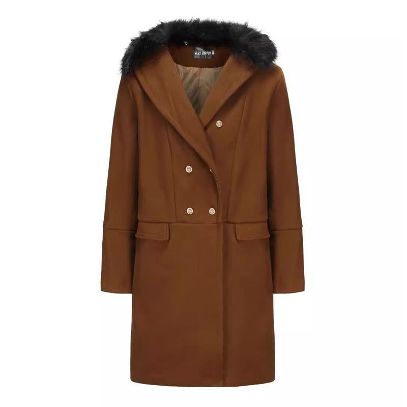 Men's Winter Fur Collar Mid-length Coat