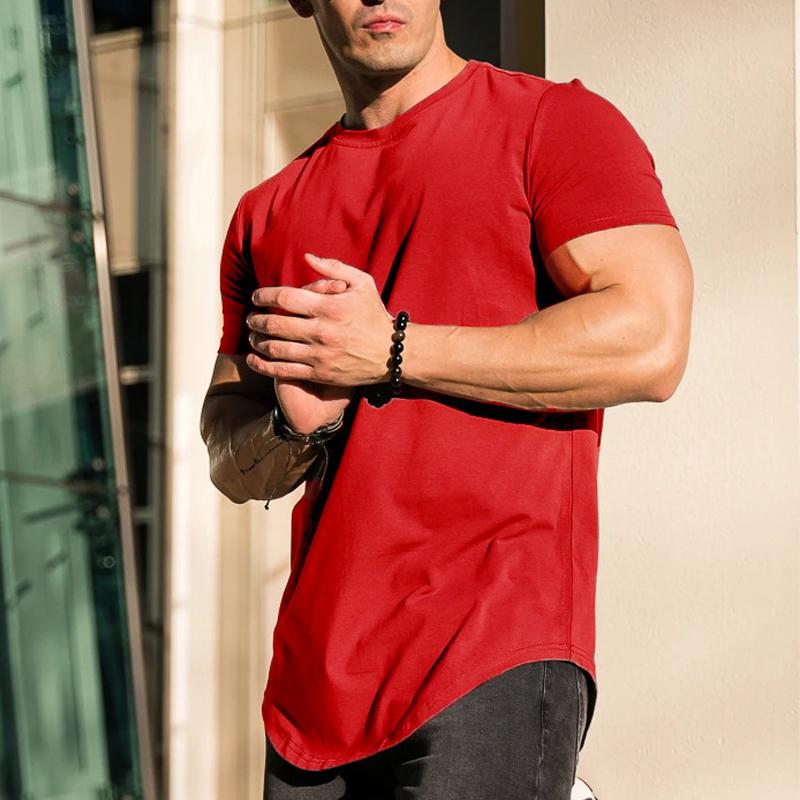 Men's Solid Color Loose Round Neck Short Sleeve T-Shirt