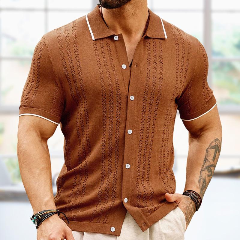 Polo à simple boutonnage et revers contrastés pour homme