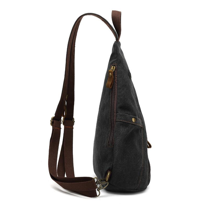 Men's Vintage Canvas Solid Color Chest Bag