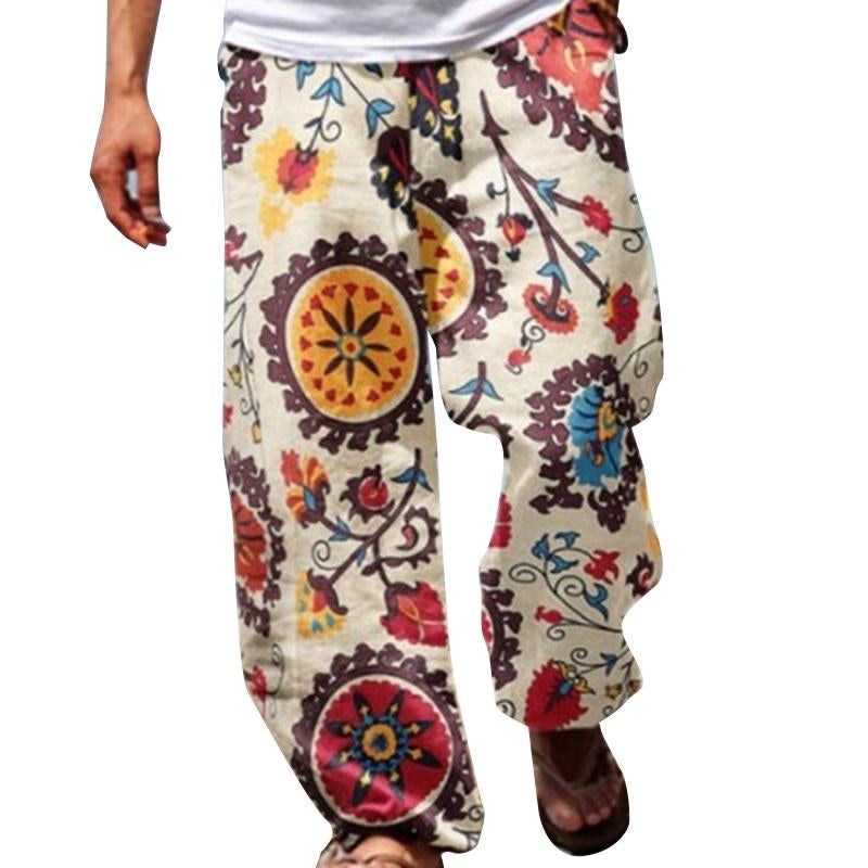 Men's Vintage Loose Printed Drawstring Pants