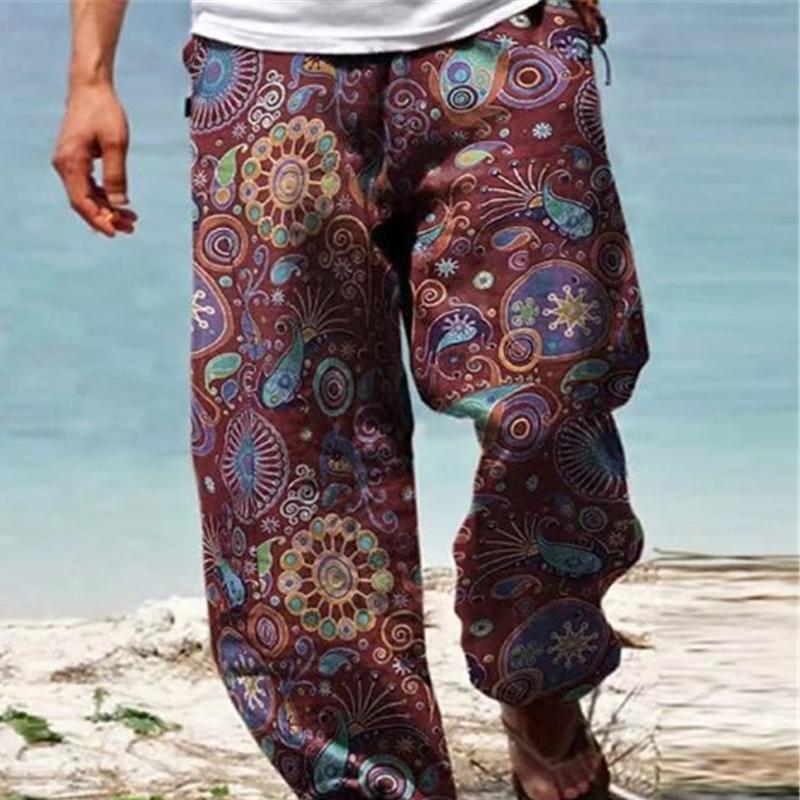 Men's Vintage Loose Printed Drawstring Pants