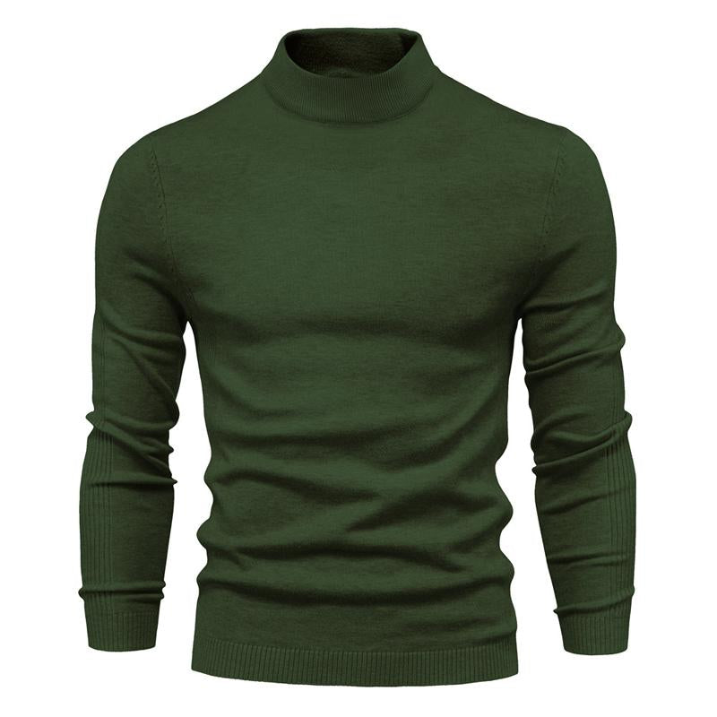 Men's Solid Color Turtleneck Pullover Knit Sweater