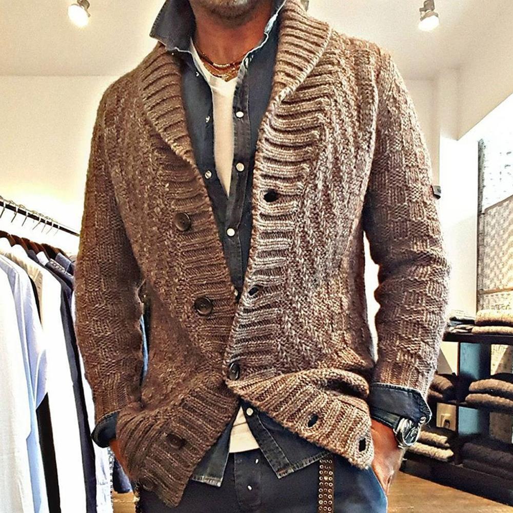 VESTE CARDIGAN EN MAILLE À REVERS VINTAGE POUR HOMME 