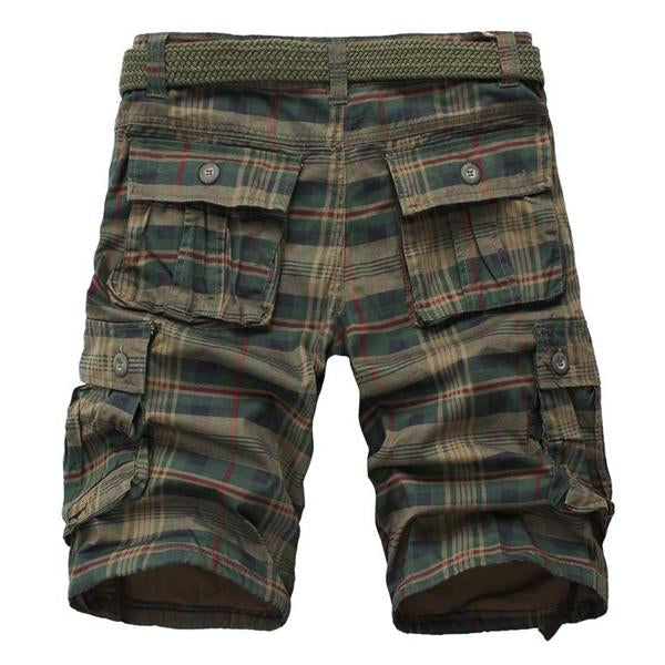 MEN'S VINTAGE POCKET PLAID SHORTS （WITHOUT BELT）