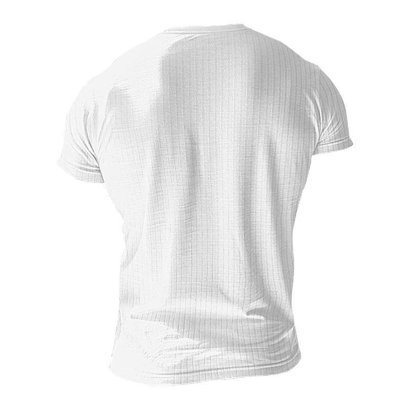 Men's Casual Stretch Knit Short Sleeve Henley T-Shirt