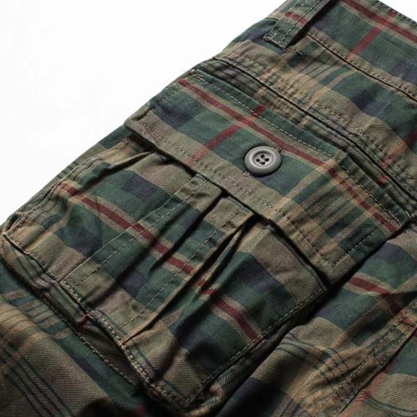 MEN'S VINTAGE POCKET PLAID SHORTS （WITHOUT BELT）