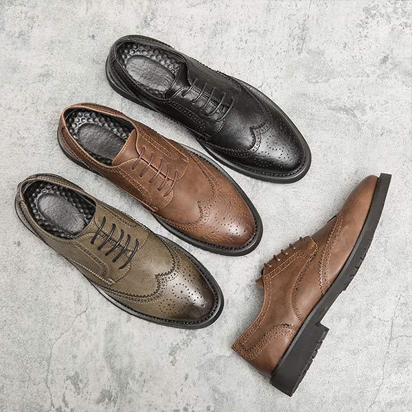 MEN'S BROGUE CARVED LEATHER SHOES