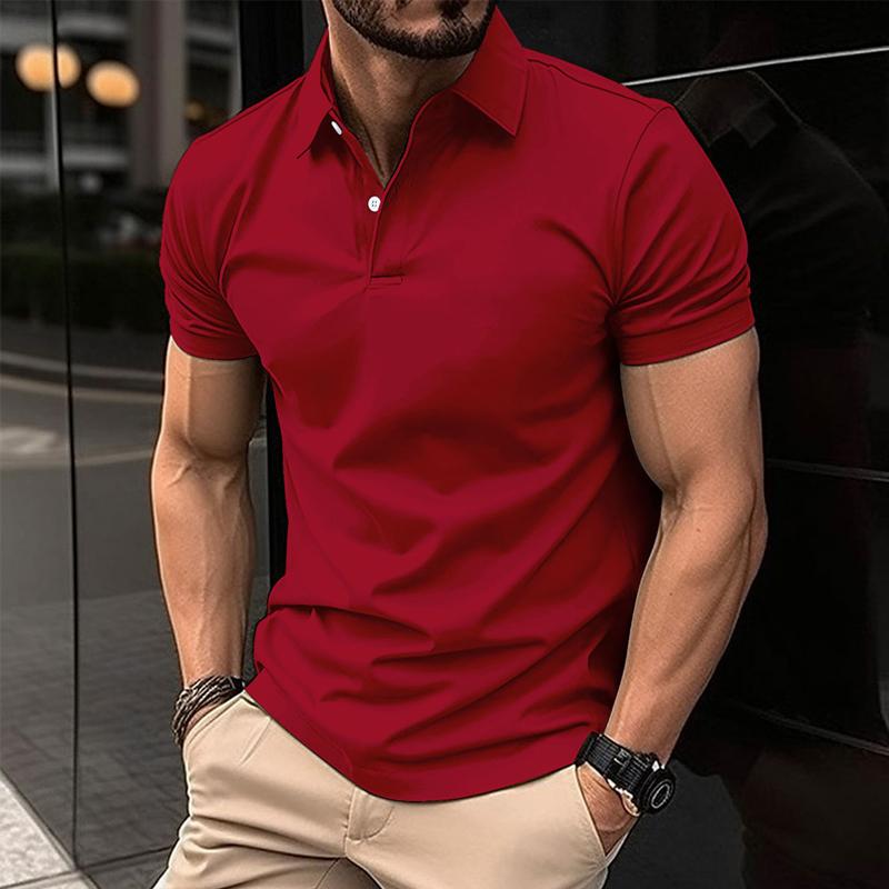 Men's Casual Solid Color Short Sleeved Polo Shirt