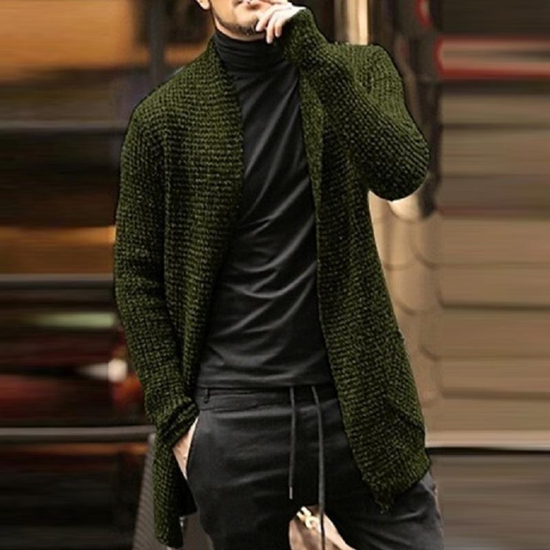 Men's Casual Loose Mixed Color Knit Long Sleeve Cardigan