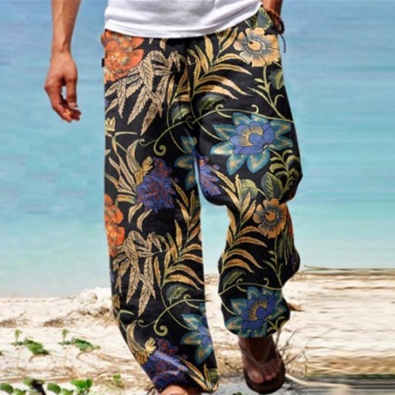 Men's Vintage Loose Printed Drawstring Pants