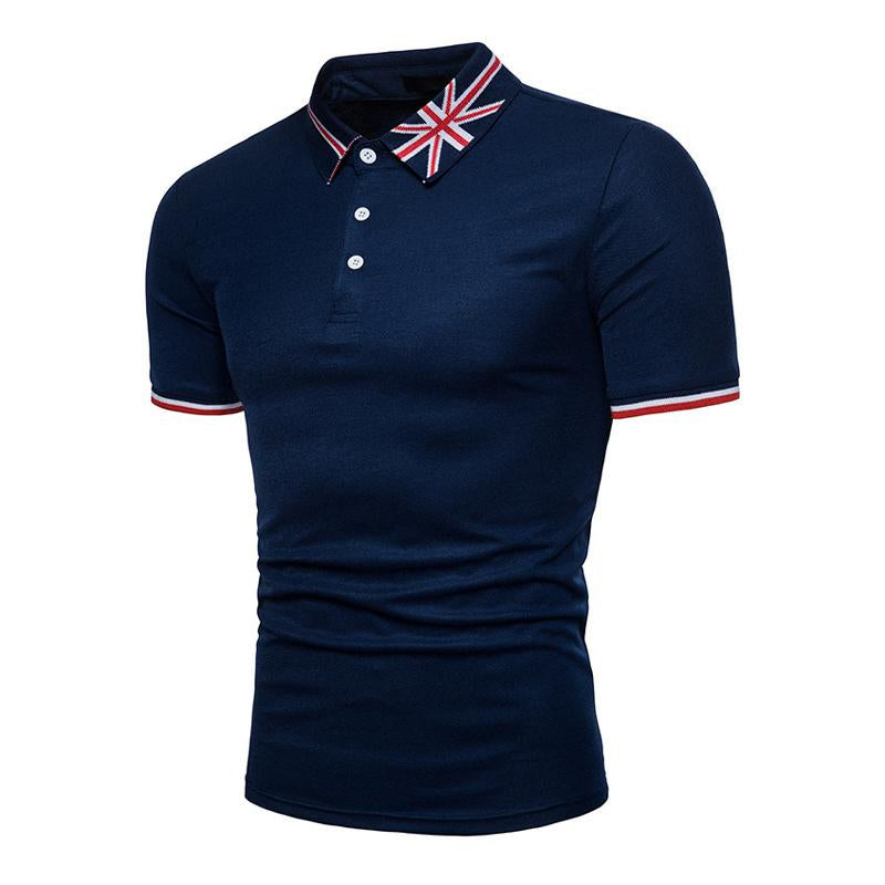Polo à manches courtes et revers brodés pour homme