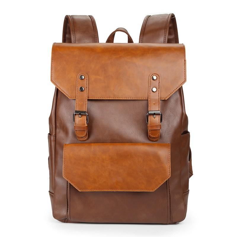 Men's Crazy Horse Leather Large Capacity Backpack