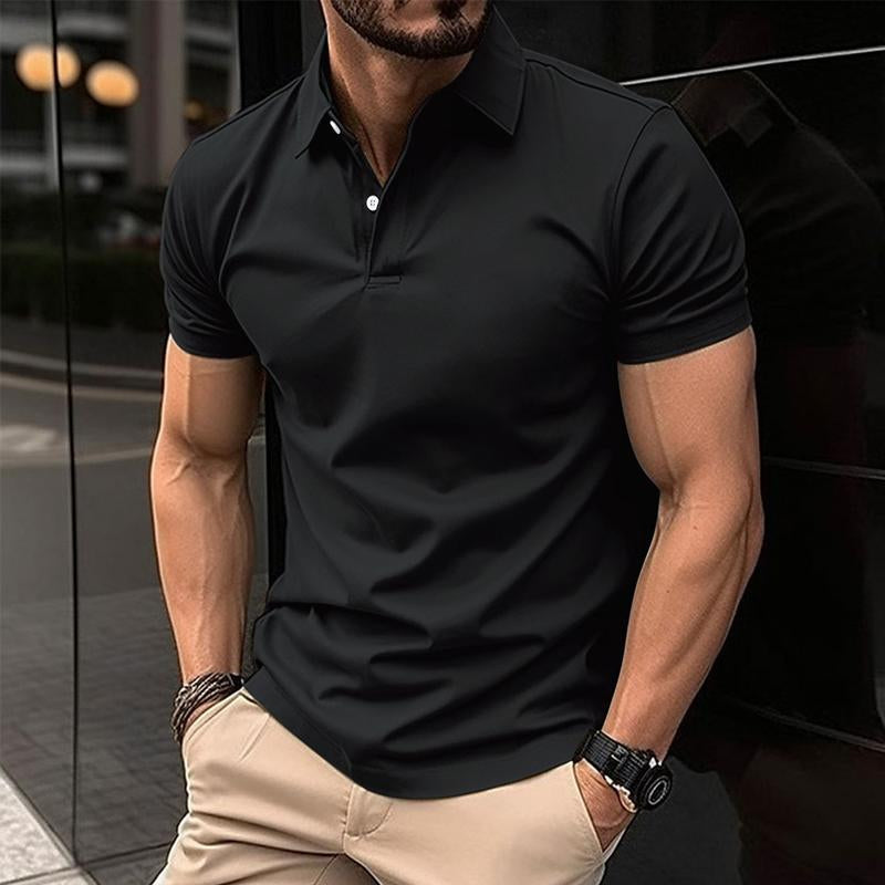 Men's Casual Solid Color Short Sleeved Polo Shirt