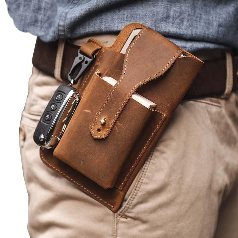 Sac banane rétro décontracté en cuir pour téléphone portable