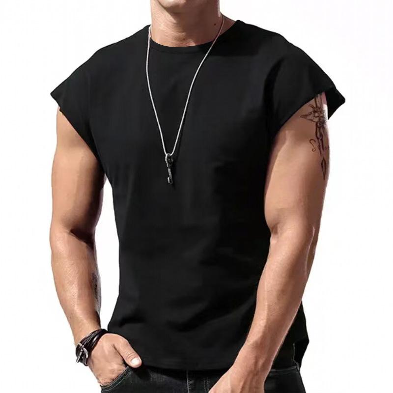 Men's Solid Loose Sleeveless  Sports T-shirt