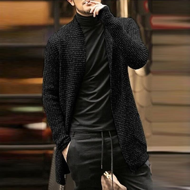 Men's Casual Loose Mixed Color Knit Long Sleeve Cardigan
