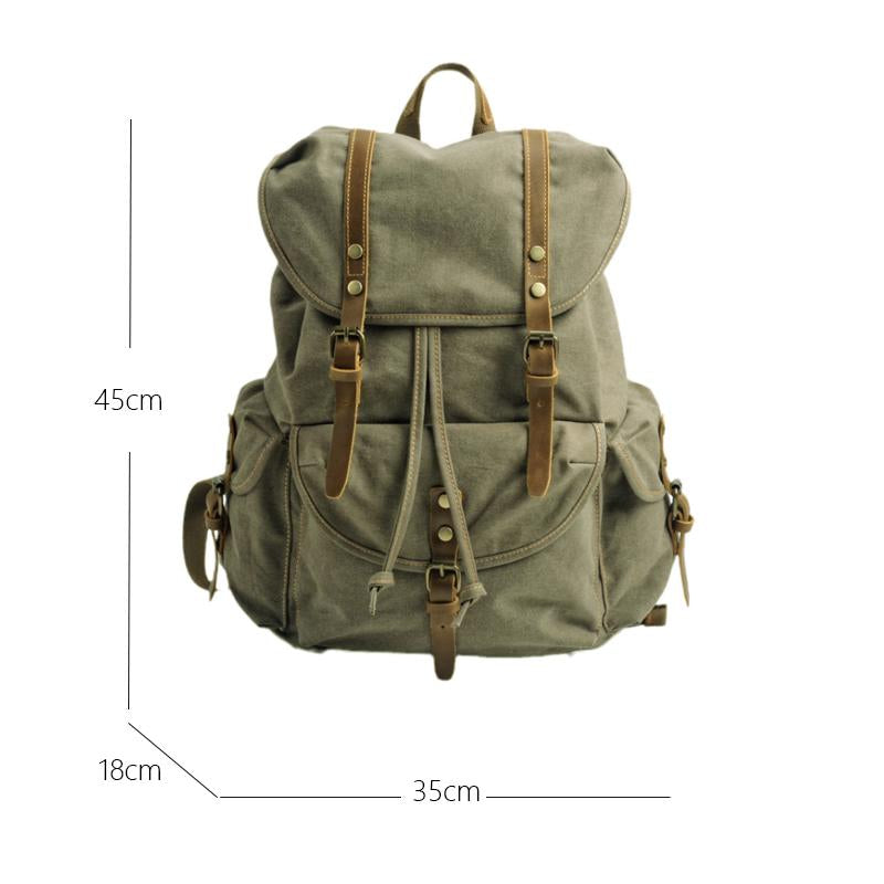 Sac à dos rétro en toile multi-poches pour homme, grande capacité, pour l'extérieur