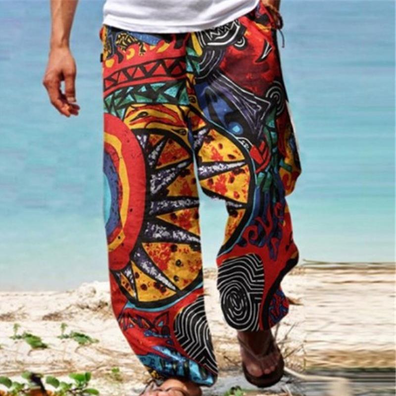 Men's Vintage Loose Printed Drawstring Pants