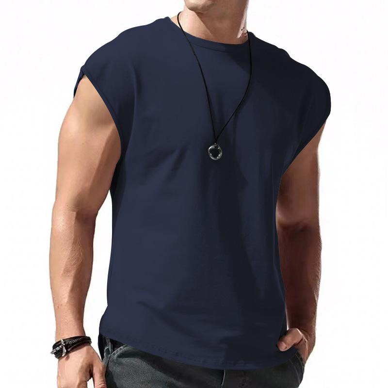 Men's Solid Loose Sleeveless  Sports T-shirt