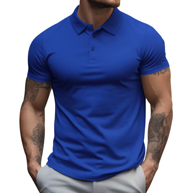 Men's Solid Slim Lapel Short Sleeve Casual Polo Shirt