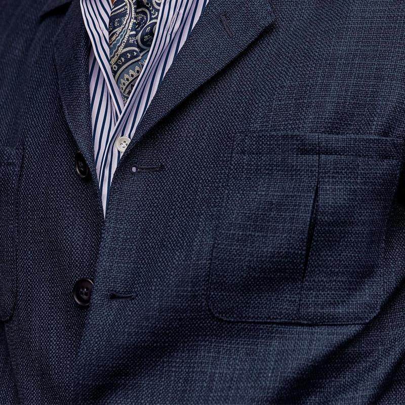 Men's Solid Color Cotton Linen Multi Pocket Button Blazer