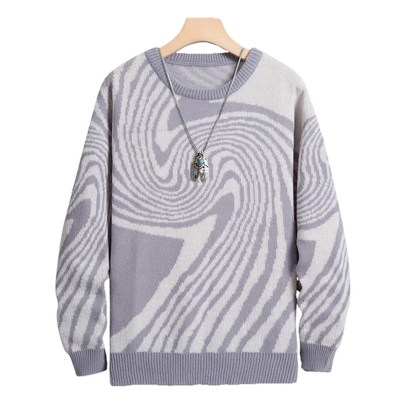 Men's Jacquard Crew Neck Knitted Sweater