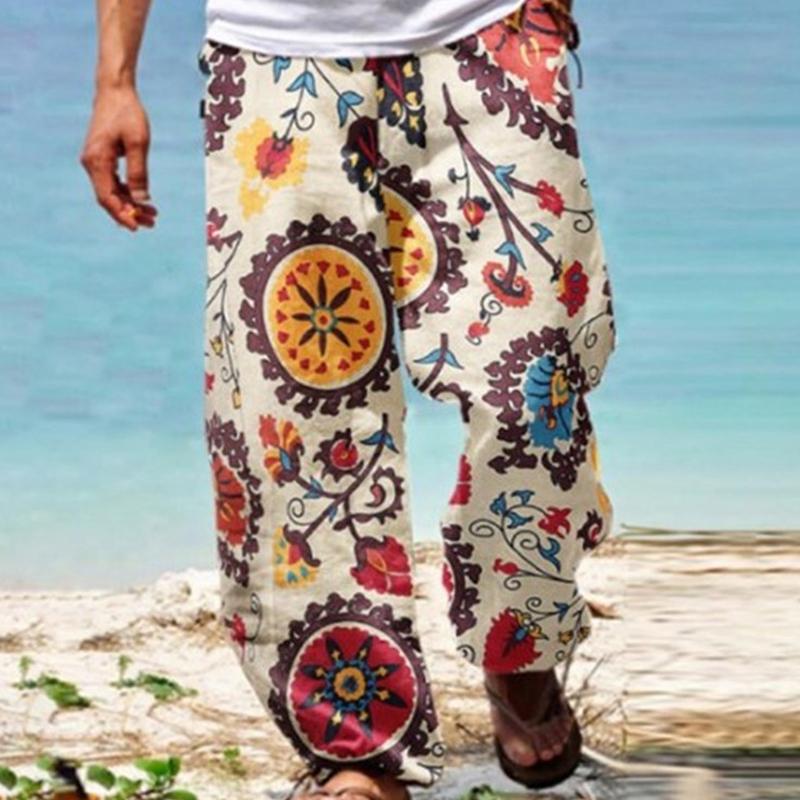 Men's Vintage Loose Printed Drawstring Pants