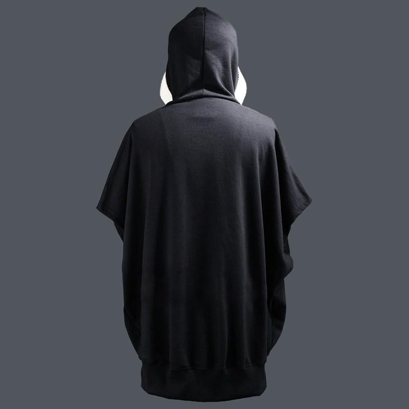 Men's Loose Color Block Hooded Short Sleeve Sweatshirt Jacket