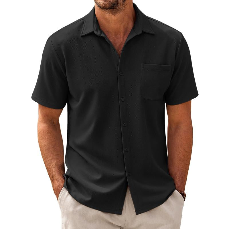 Chemise décontractée à manches courtes en coton mélangé pour homme