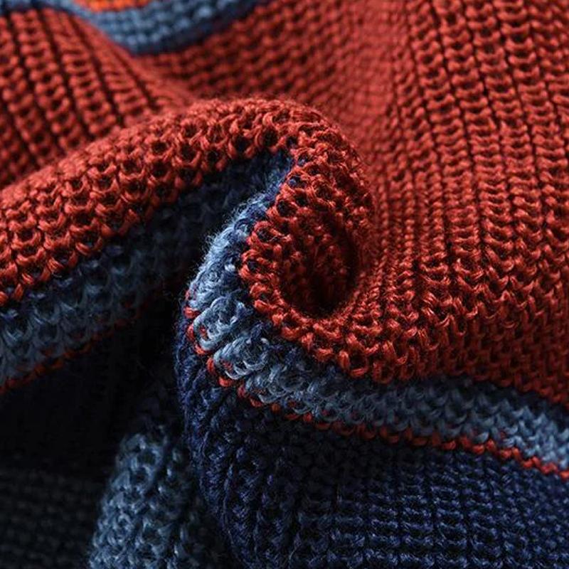 Men's Vintage Rainbow Stripe V-Neck Knit Sweater