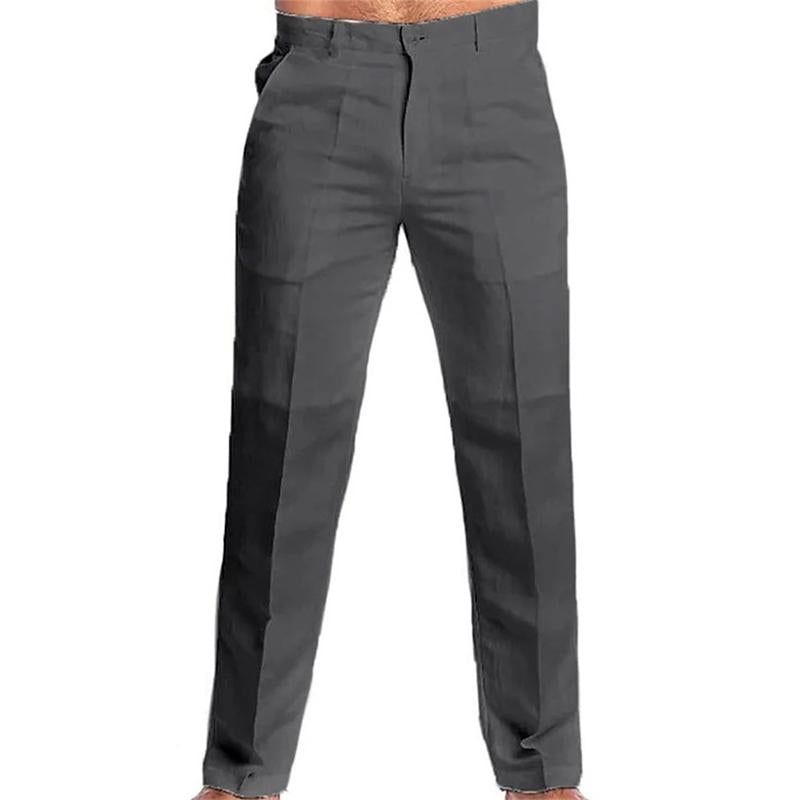 Men's Casual Solid Color Linen Blend Loose Casual Pants