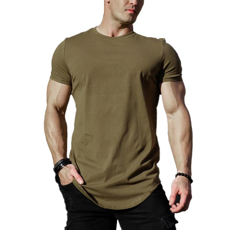 Men's Solid Color Loose Round Neck Short Sleeve T-Shirt