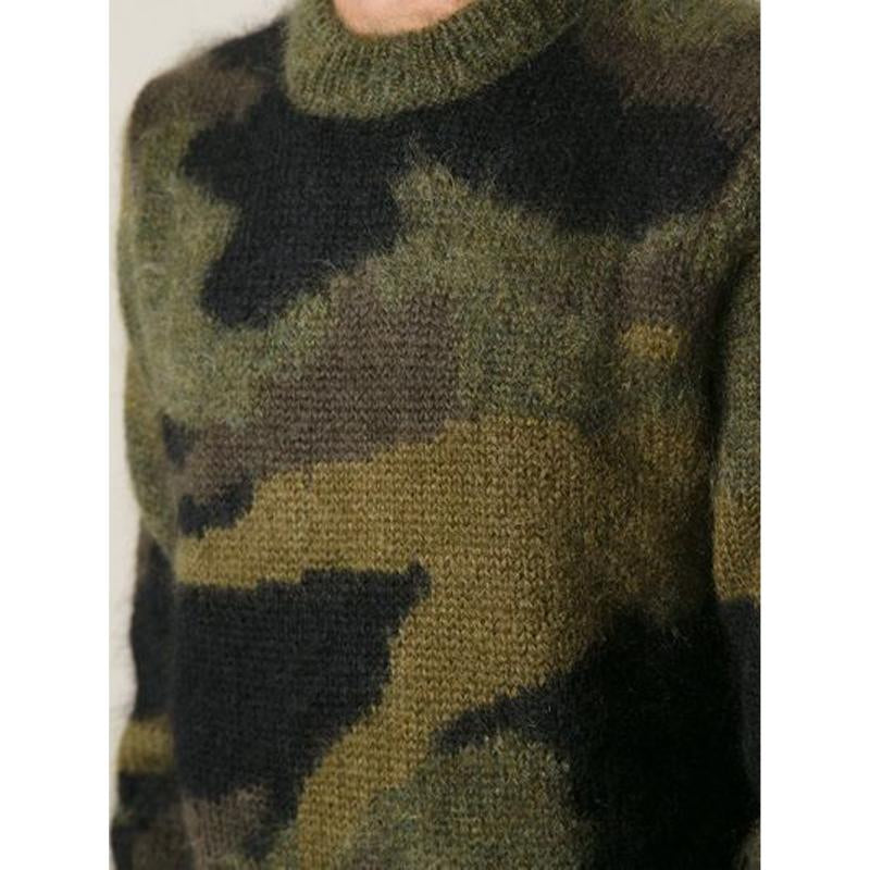 Men's Vintage Camouflage Jacquard Crew Neck Sweater