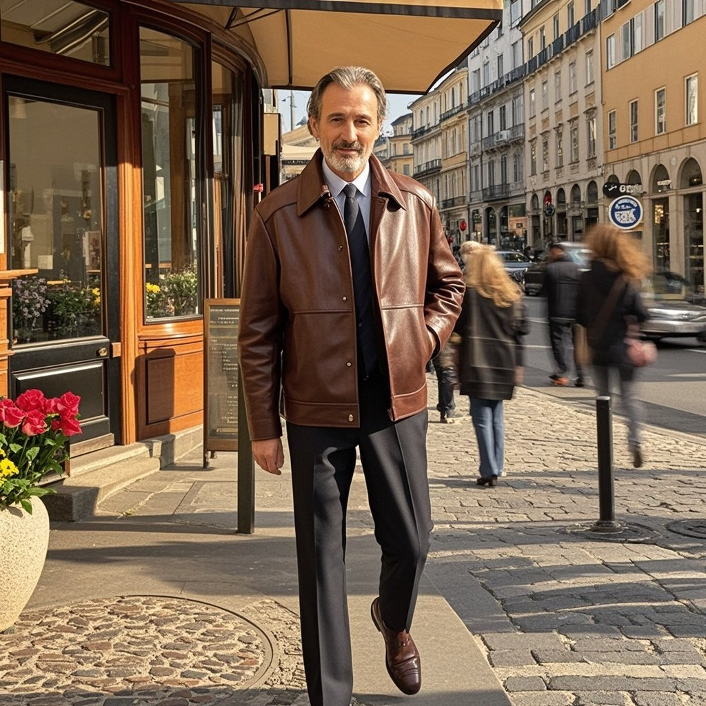 Modische lässige braune Lederjacke für Herren
