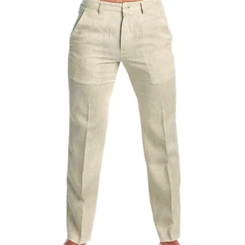 Men's Casual Solid Color Linen Blend Loose Casual Pants