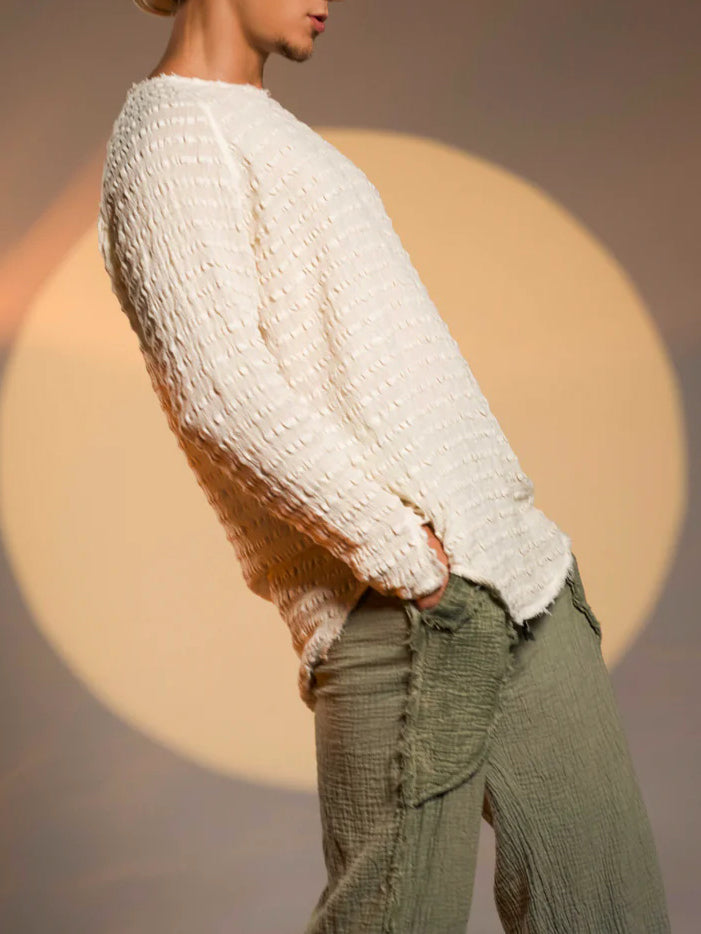 Men's fashionable and casual Bohemian-style long-sleeved T-shirt