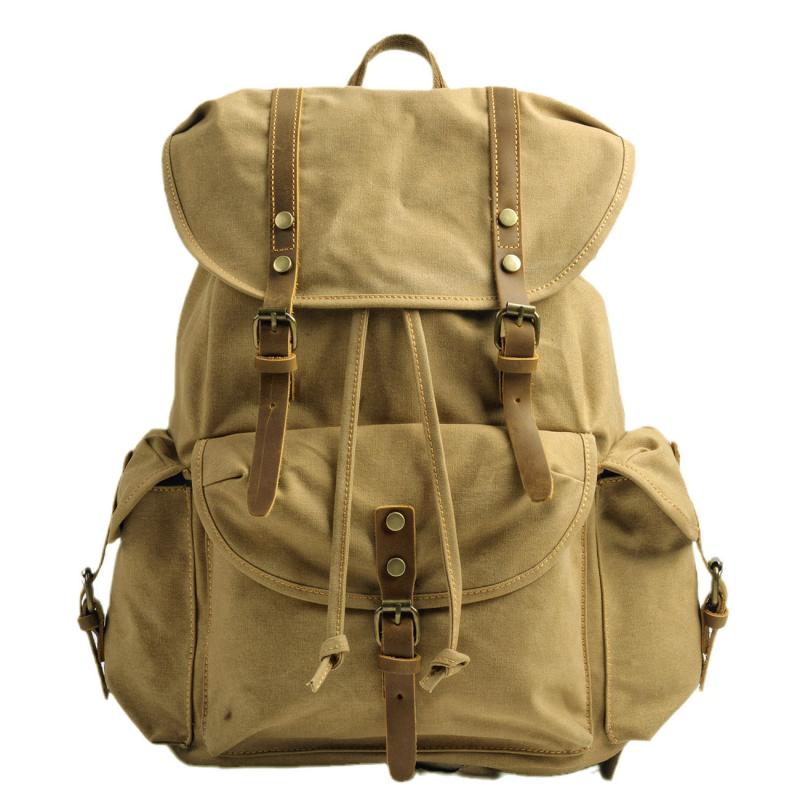 Sac à dos rétro en toile multi-poches pour homme, grande capacité, pour l'extérieur