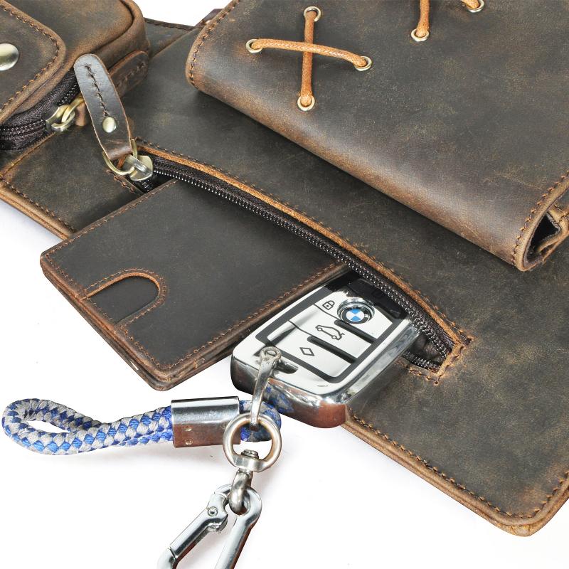 Men's Classic Retro Personality Outdoor  Leather  Waist Bag