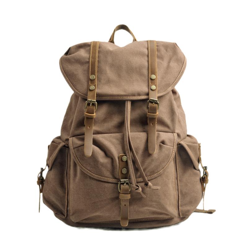 Sac à dos rétro en toile multi-poches pour homme, grande capacité, pour l'extérieur