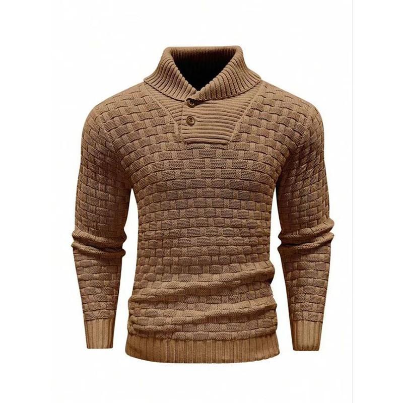 Pull décontracté à revers en tricot jacquard pour homme