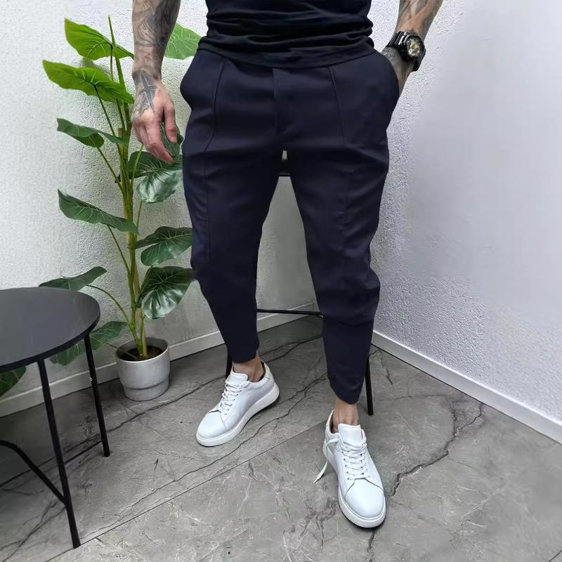 Pantalon décontracté à cordon de serrage pour homme, couleur unie