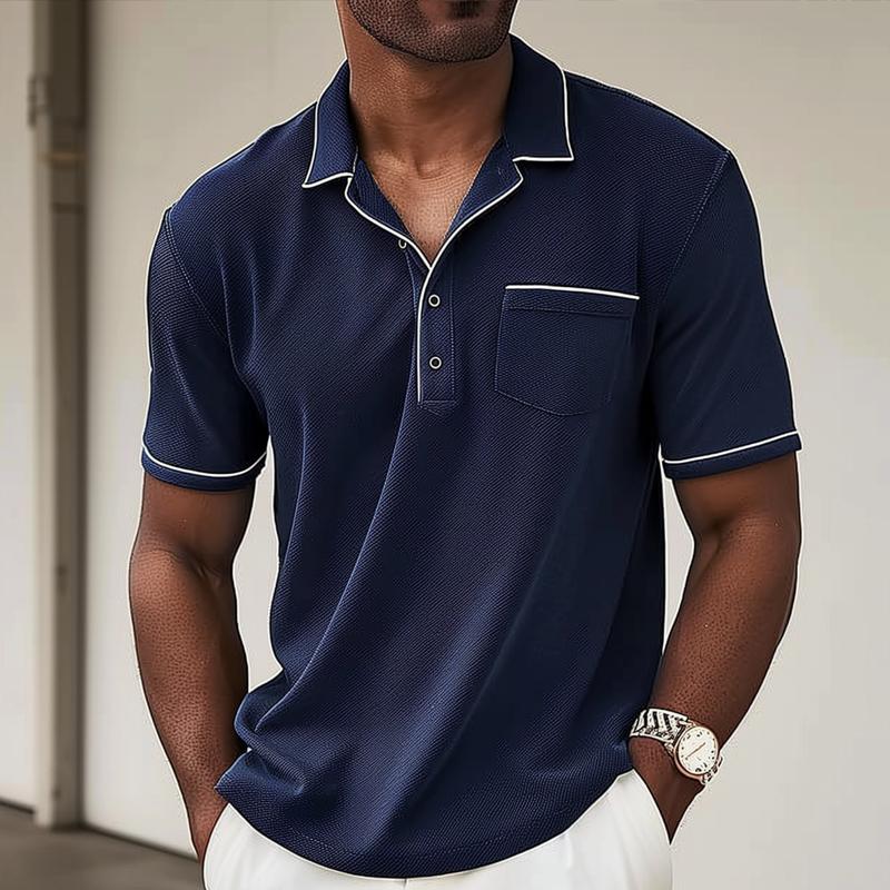Polo à manches courtes et revers colorblock pour homme