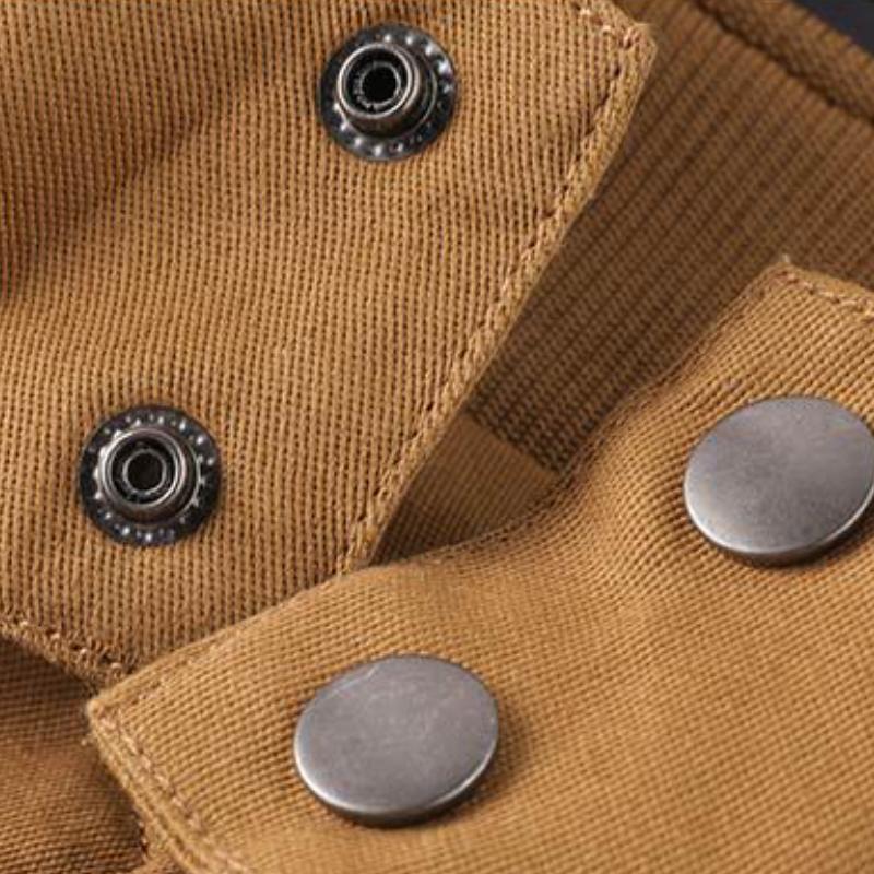Men's Casual Washed Cotton Warm Stand Collar Hooded Mid-length Coat